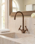 Handcrafted Oil Rubbed Bronze Bathroom Faucet with Cross Handles