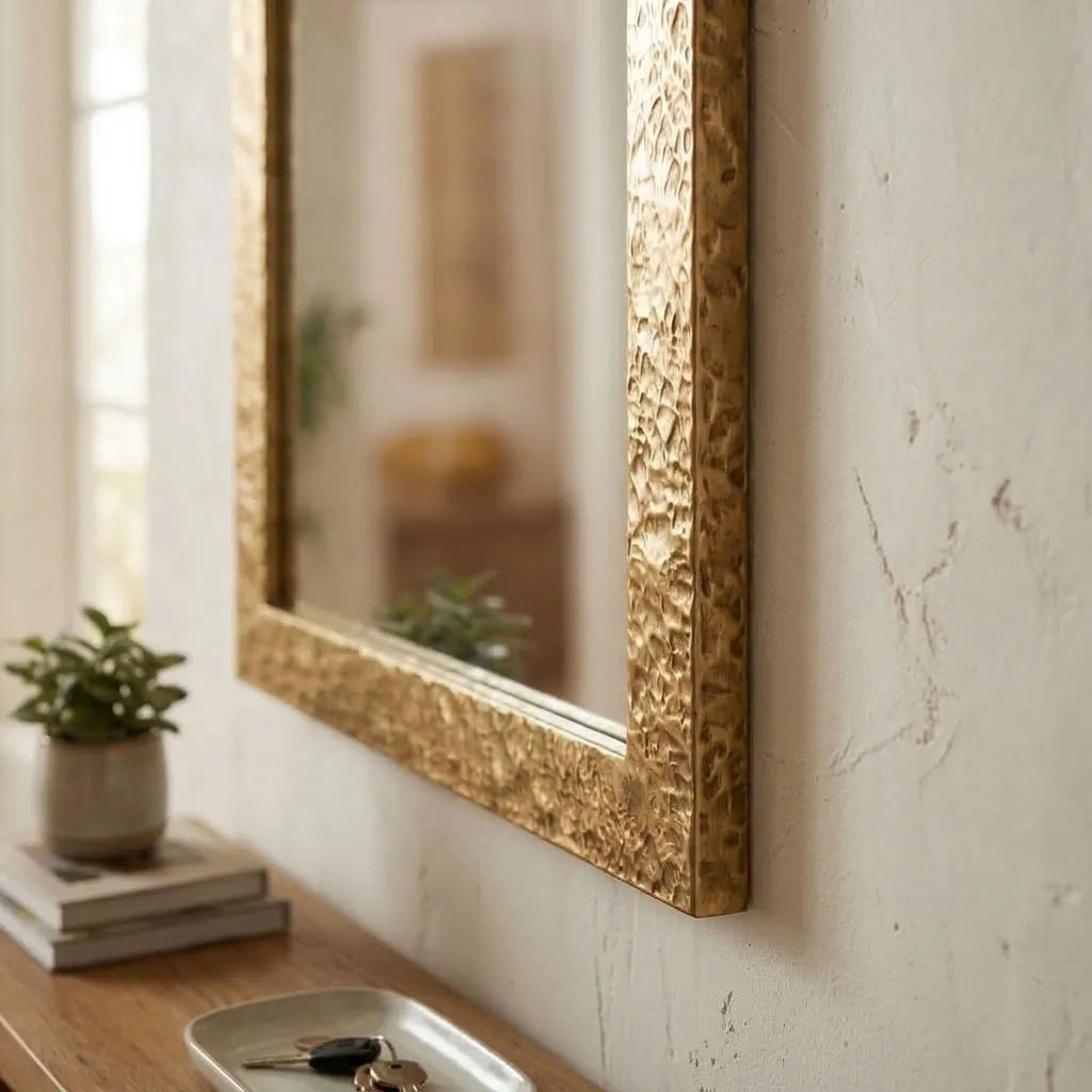 Handmade Hammered Brass Wall Mirror – Luxury Gold Frame
