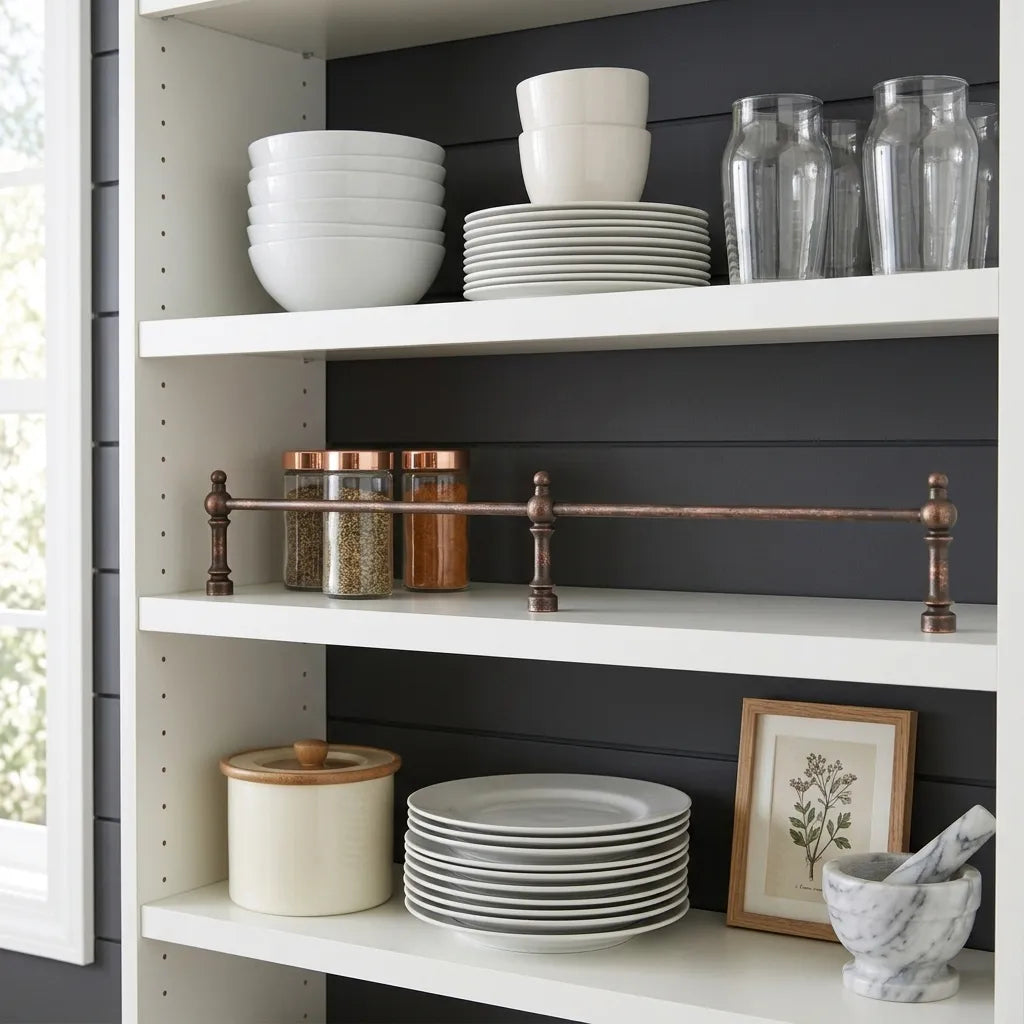 Aged Copper Shelf Rail – Decorative Kitchen Gallery Bar