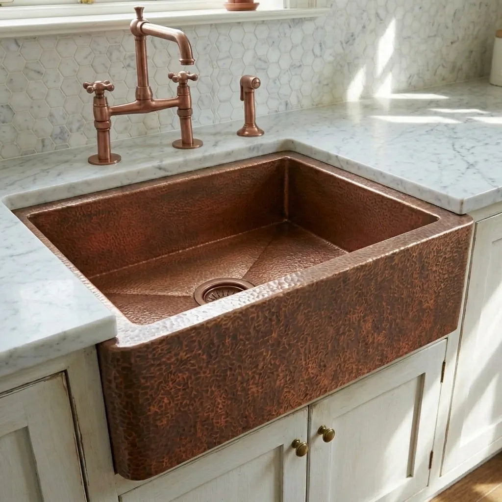 Premium Hammered Copper Farmhouse Sink