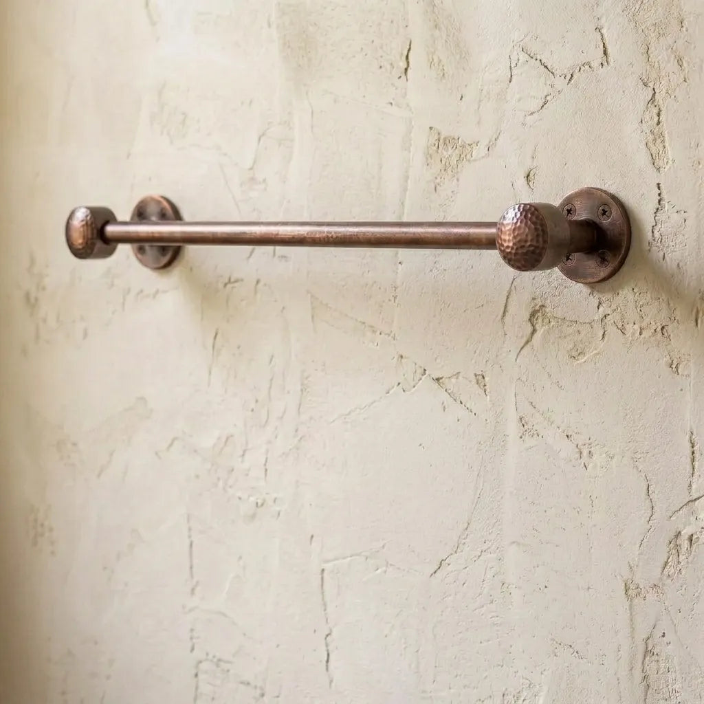 Handmade Aged Copper Towel Bar – Rustic Bathroom Rail