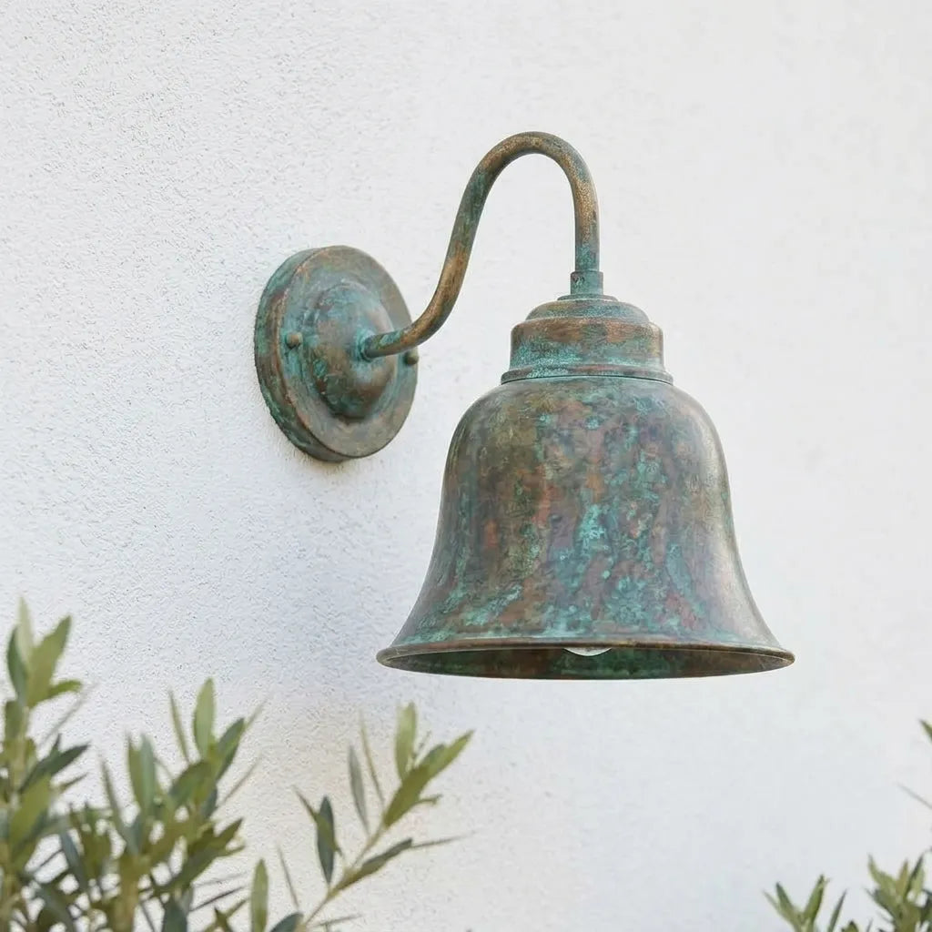 Handmade Verdigris Copper Wall Sconce – Rustic Outdoor Barn Light