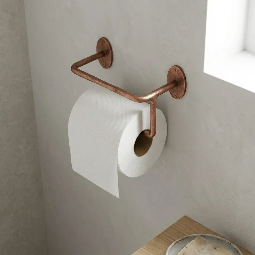 Aged Copper Toilet Paper Holder – Rustic Wall Mount Bath Hardware