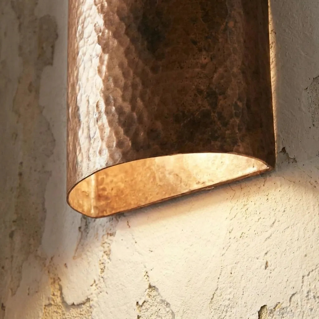 Handmade Hammered Copper Cylinder Wall Sconce – Rustic Up & Down Light