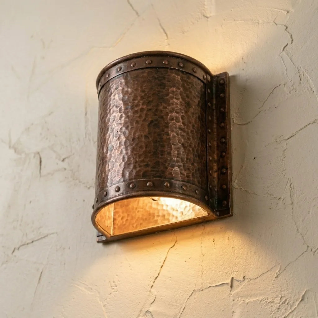 Handcrafted Hammered Copper Wall Sconce – Rustic Lighting
