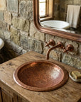 Handmade Hammered Copper Drop-In Bathroom Sink Basin