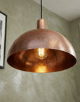 Handmade Hammered Copper Dome Pendant Light for Kitchen Island
