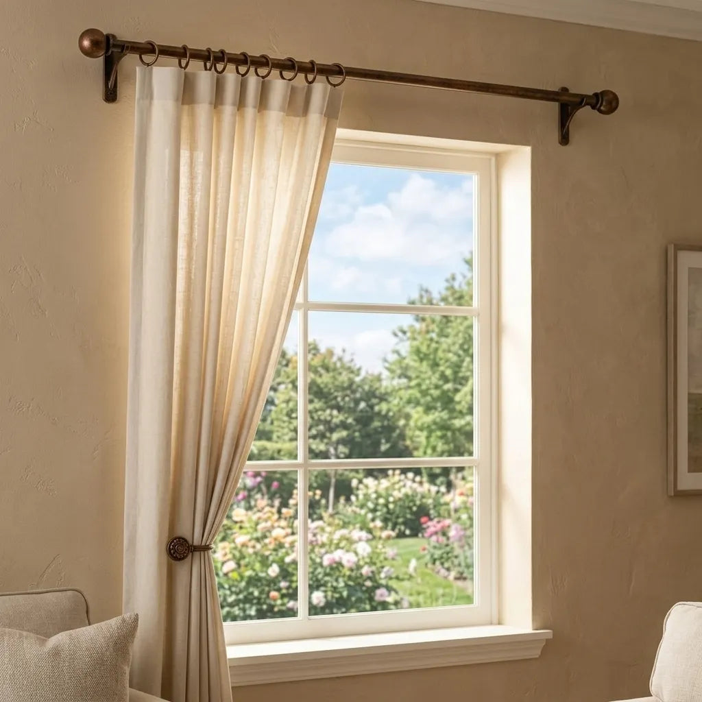 Aged Copper Curtain Rod Set – Rustic Window Hardware