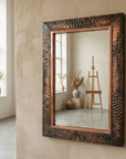 Patina Copper Rectangular Mirror – Artisan Bathroom Wall Accent