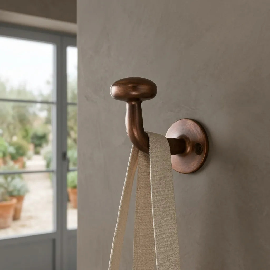 Solid Copper Mushroom Wall Hook for Robes & Towels