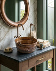 Handmade Hammered Copper Bucket Vessel Sink with Handles
