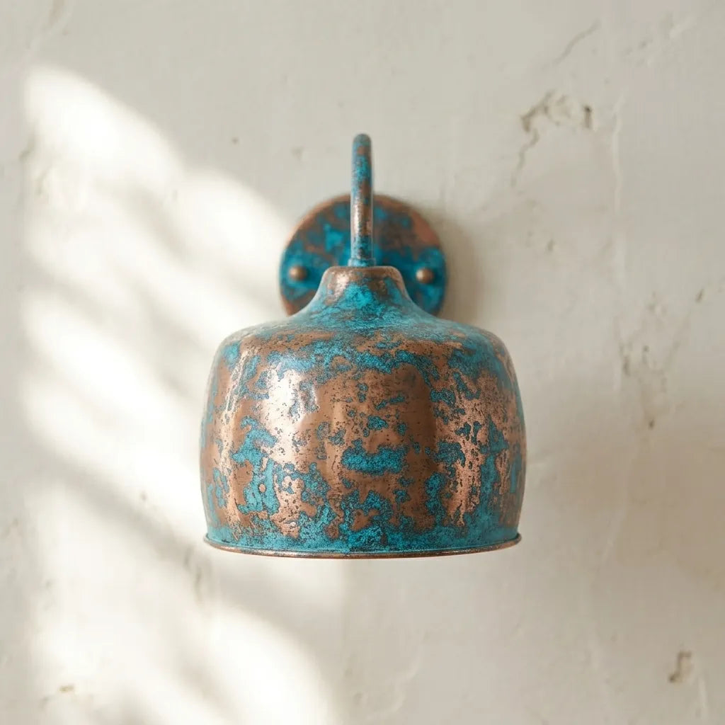 Verdigris Copper Wall Sconce – Rustic Farmhouse Lighting