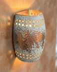Handmade White Patina Copper Wall Sconce – Hammered Rustic Light