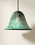 Handmade Oxidized Copper Pendant Light, Green Patina Dome Lamp
