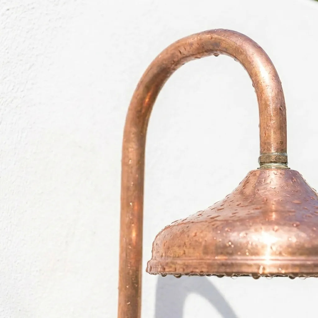 Handmade Copper Rain Shower with Curved Wall Arm