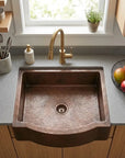 Curved Apron Patina Copper Farmhouse Kitchen Sink