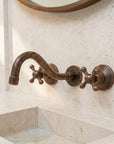 Rustic Copper Wall Faucet – Vintage Cross Handle Sink Tap