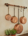 Rustic Copper Wall Pot Rail with S Hooks for Kitchen Storage