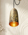 Handcrafted Gold Leaf Pendant Light – Rustic Ceiling Lamp