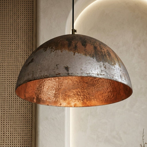 Handcrafted Aged Copper Dome Pendant Light for Kitchen Island
