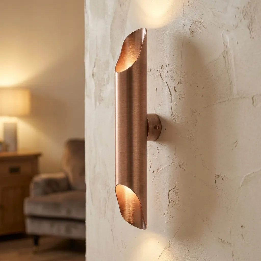 Handcrafted Copper Cylinder Wall Lamp – Dual Beam Sconce