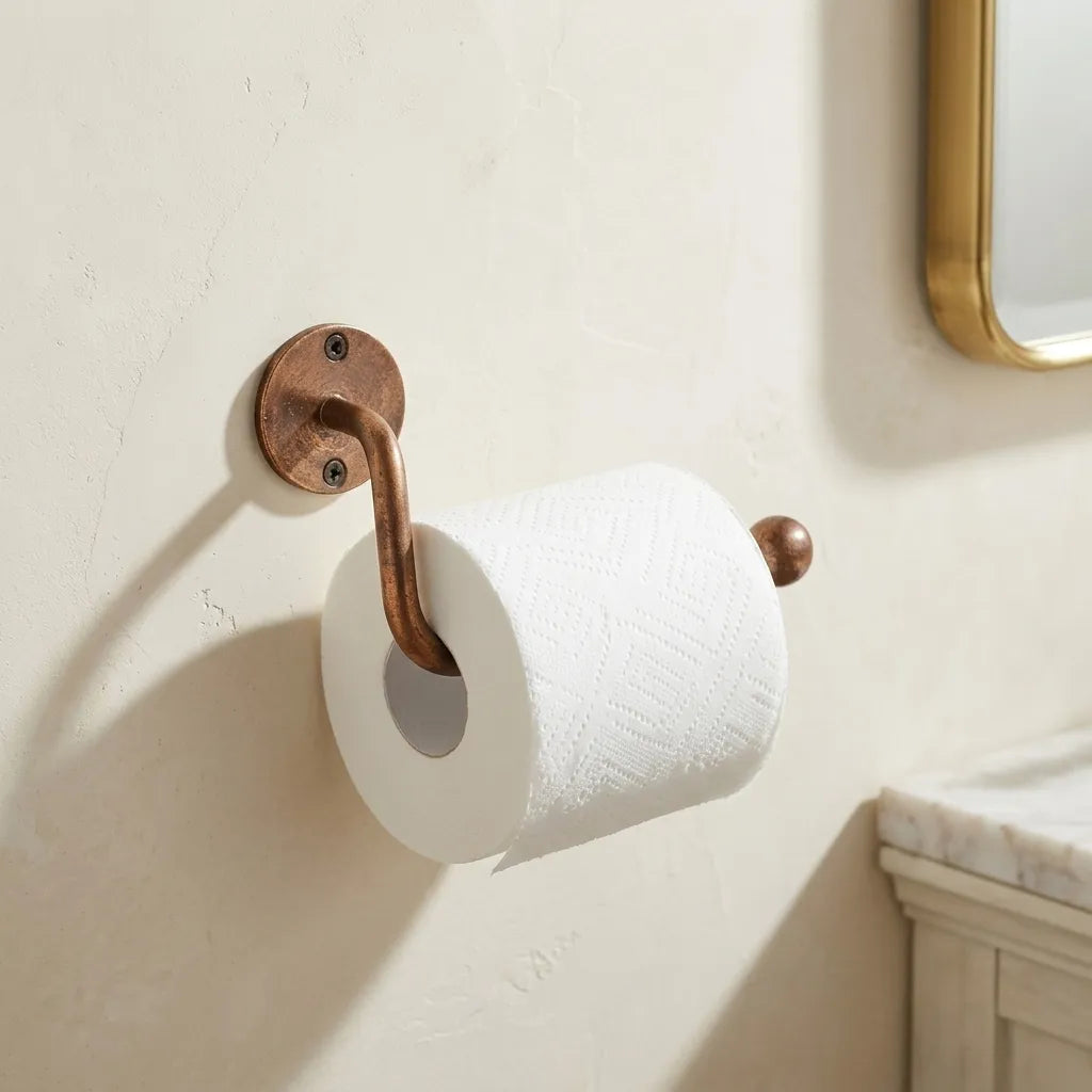 Aged Copper Wall Toilet Roll Holder – Rustic Bath Hardware