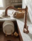 Aged Copper Kitchen Faucet with High Arc Swivel Spout