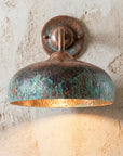 Aged Copper Gooseneck Sconce with Verdigris Dome