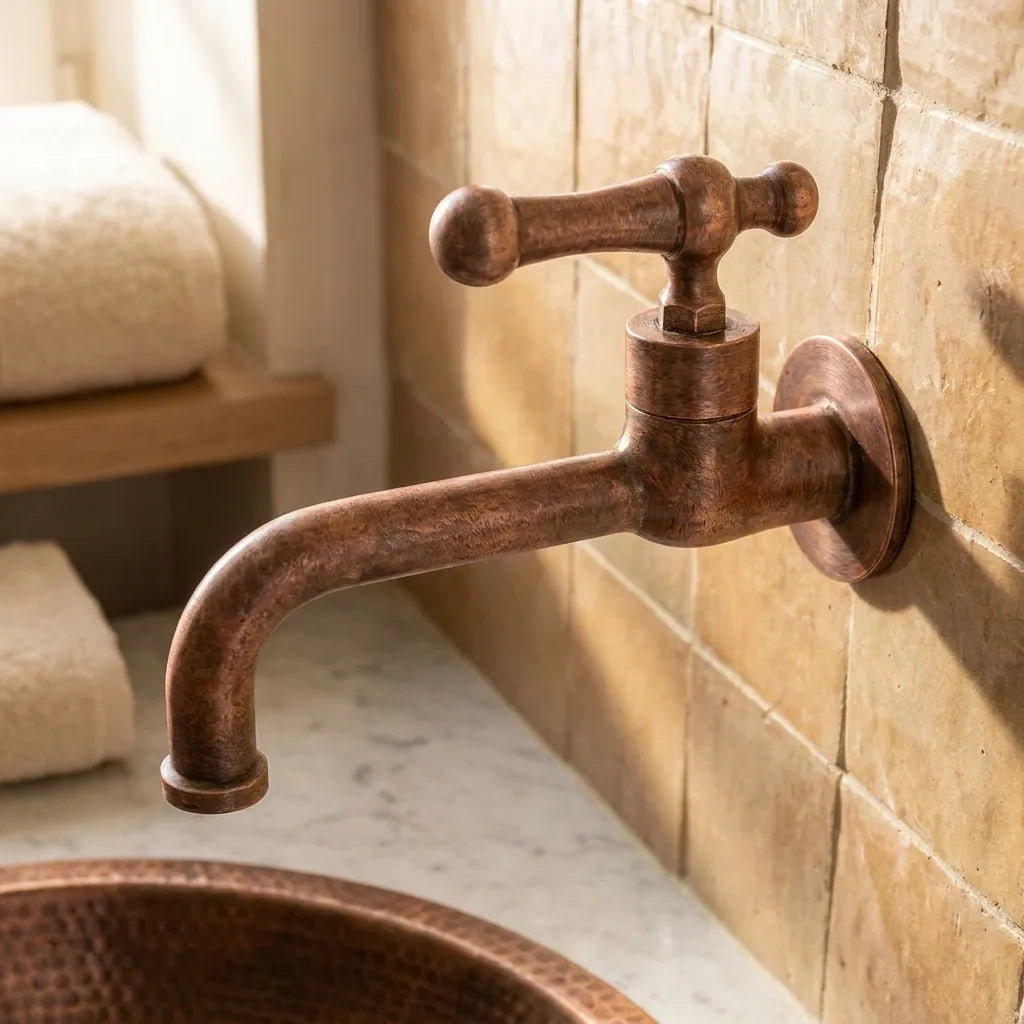 Vintage Copper Wall Faucet – Single Handle Sink Tap