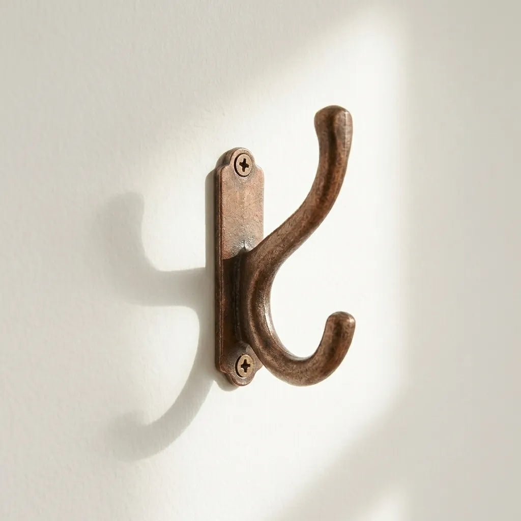 Aged Copper Double Wall Hook – Rustic Coat & Robe Hanger