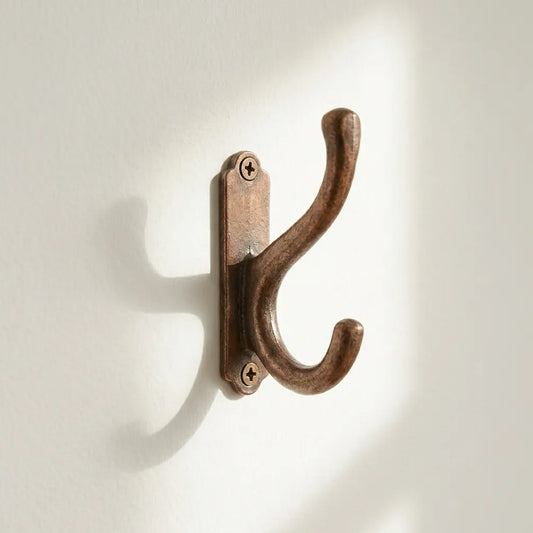 Aged Copper Double Wall Hook – Rustic Coat & Robe Hanger