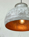 Handmade White Patina Copper Dome Pendant Light for Farmhouse Interiors