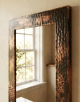 Aged Hammered Copper Bathroom Mirror – Rustic Vanity Decor