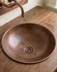Rustic Hammered Copper Vessel Sink – Round Vanity Bowl