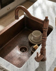 Aged Copper Kitchen Faucet with High Arc Swivel Spout