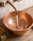 Hammered Copper Oval Vessel Sink – Rustic Bathroom Basin