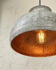 Handmade White Patina Copper Dome Pendant Light for Farmhouse Interiors