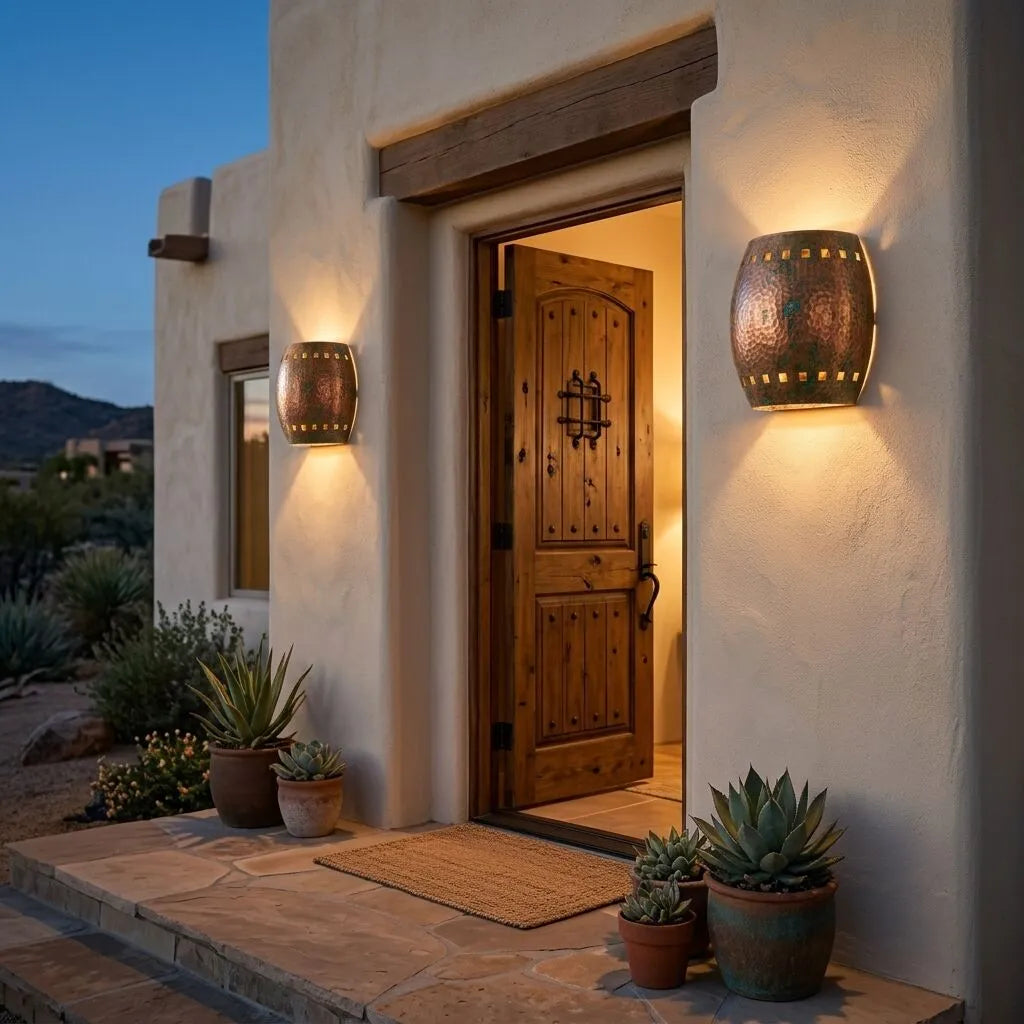 Handmade Hammered Copper Wall Sconce – Rustic Patina Wall Light