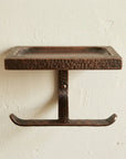 Hammered Copper Toilet Roll Holder with Bathroom Shelf