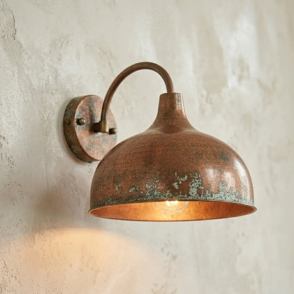 Handmade Hammered Copper Wall Sconce – Rustic Outdoor Patio Light