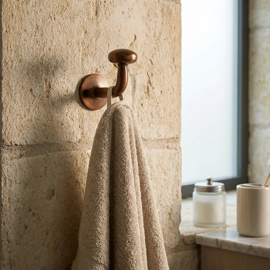 Solid Copper Mushroom Wall Hook for Robes & Towels