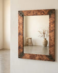 Hammered Copper Wall Mirror – Rustic Farmhouse Vanity Decor