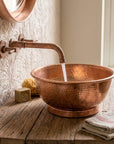 Hammered Copper Oval Vessel Sink – Rustic Bathroom Basin