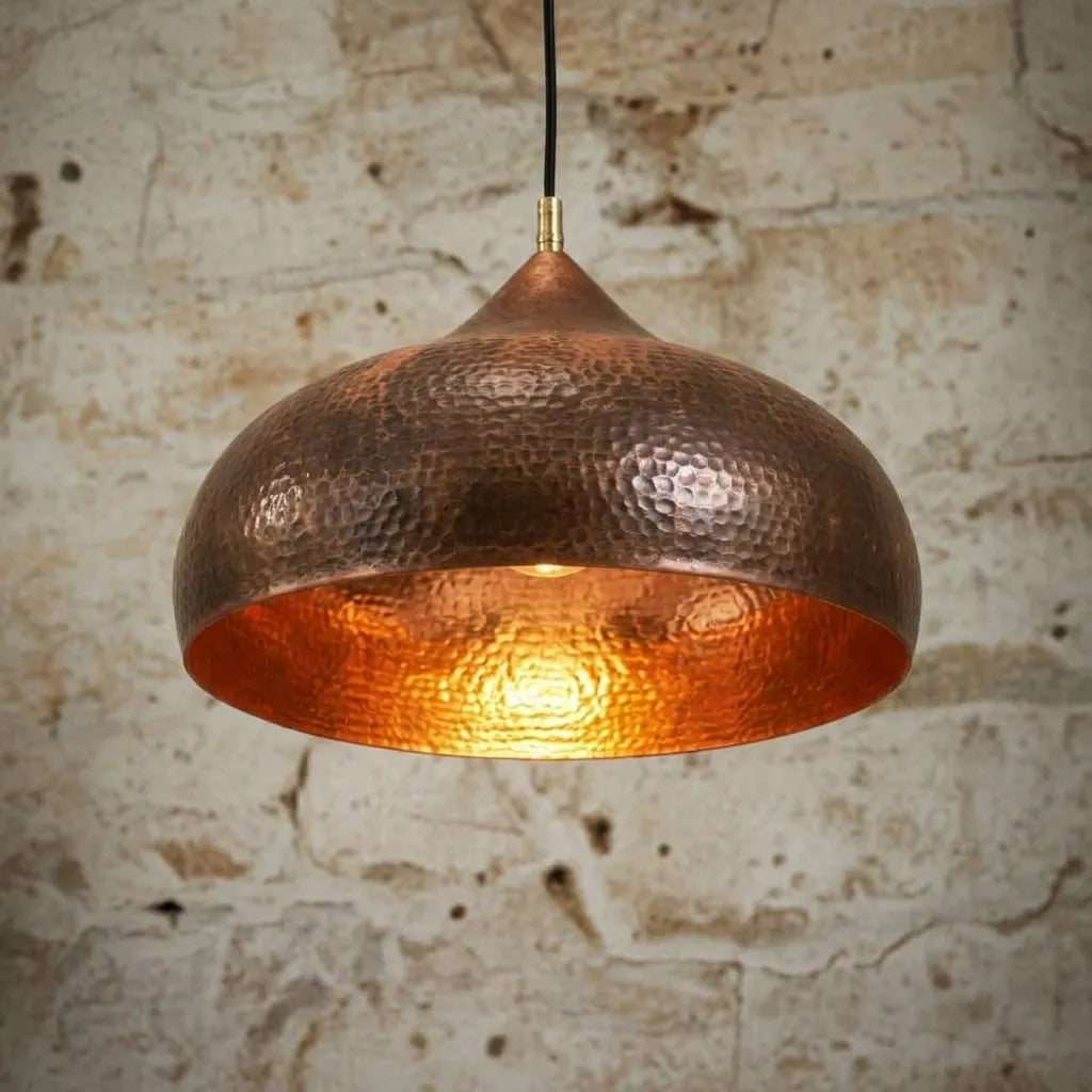Handcrafted Hammered Copper Dome Pendant Light for Farmhouse Kitchen