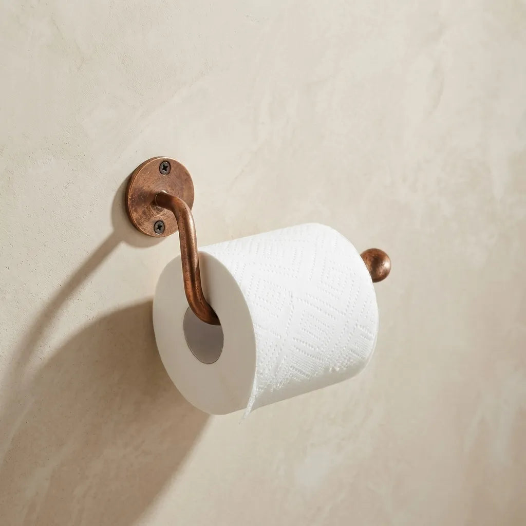 Aged Copper Wall Toilet Roll Holder – Rustic Bath Hardware