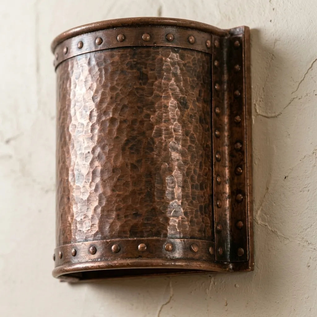 Handcrafted Hammered Copper Wall Sconce – Rustic Lighting