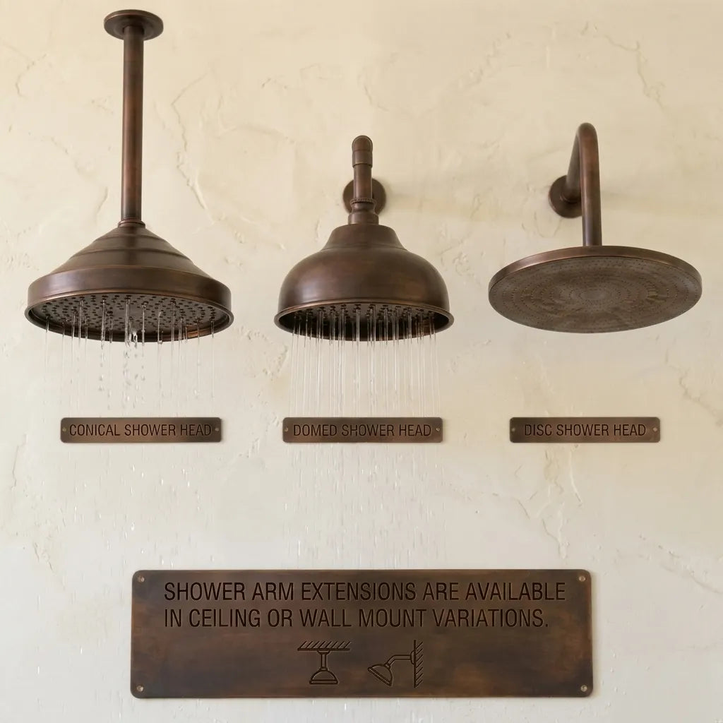 Aged Copper Rain Shower System with Handheld Sprayer
