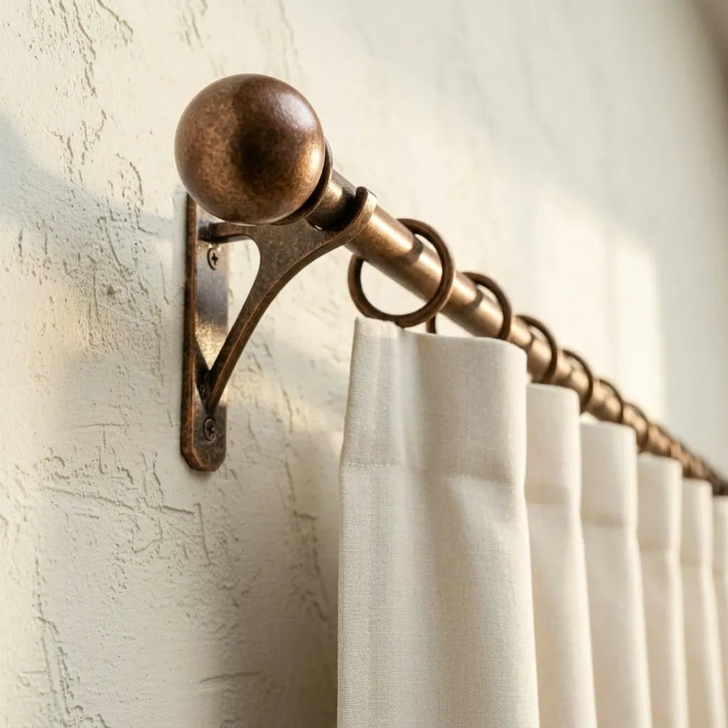 Aged Copper Curtain Rod Set – Rustic Window Hardware