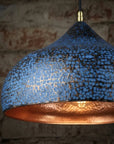 Handmade Blue Patina Copper Pendant Light – Rustic Dome Ceiling Lamp