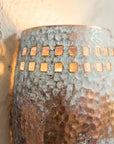 Handmade White Patina Copper Wall Sconce – Hammered Rustic Light